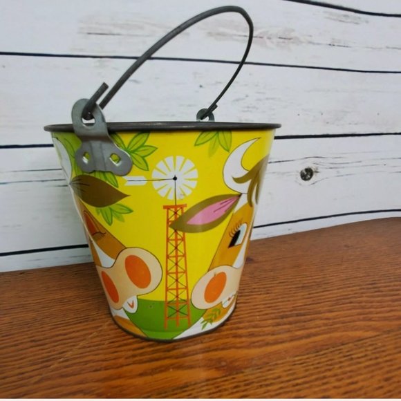 Chein Vintage Toy Bucket Pail Cow Farmhouse Decor - Picture 3 of 9